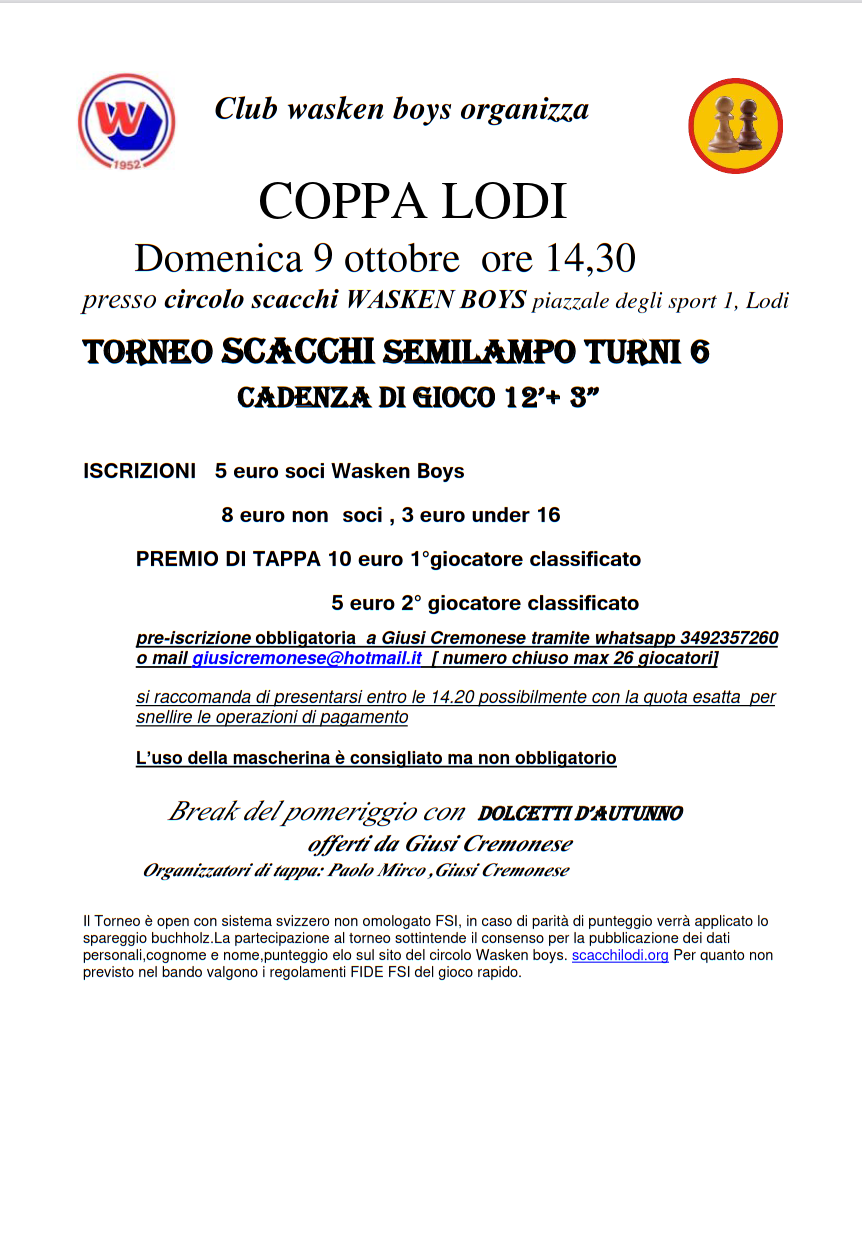 Bando Coppa Lodi - Ottobre 2022