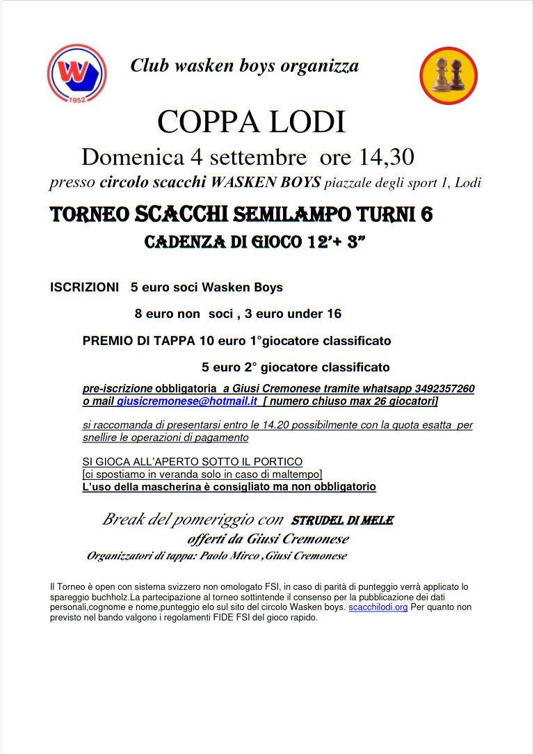 Bando Coppa Lodi - Settembre 2022
