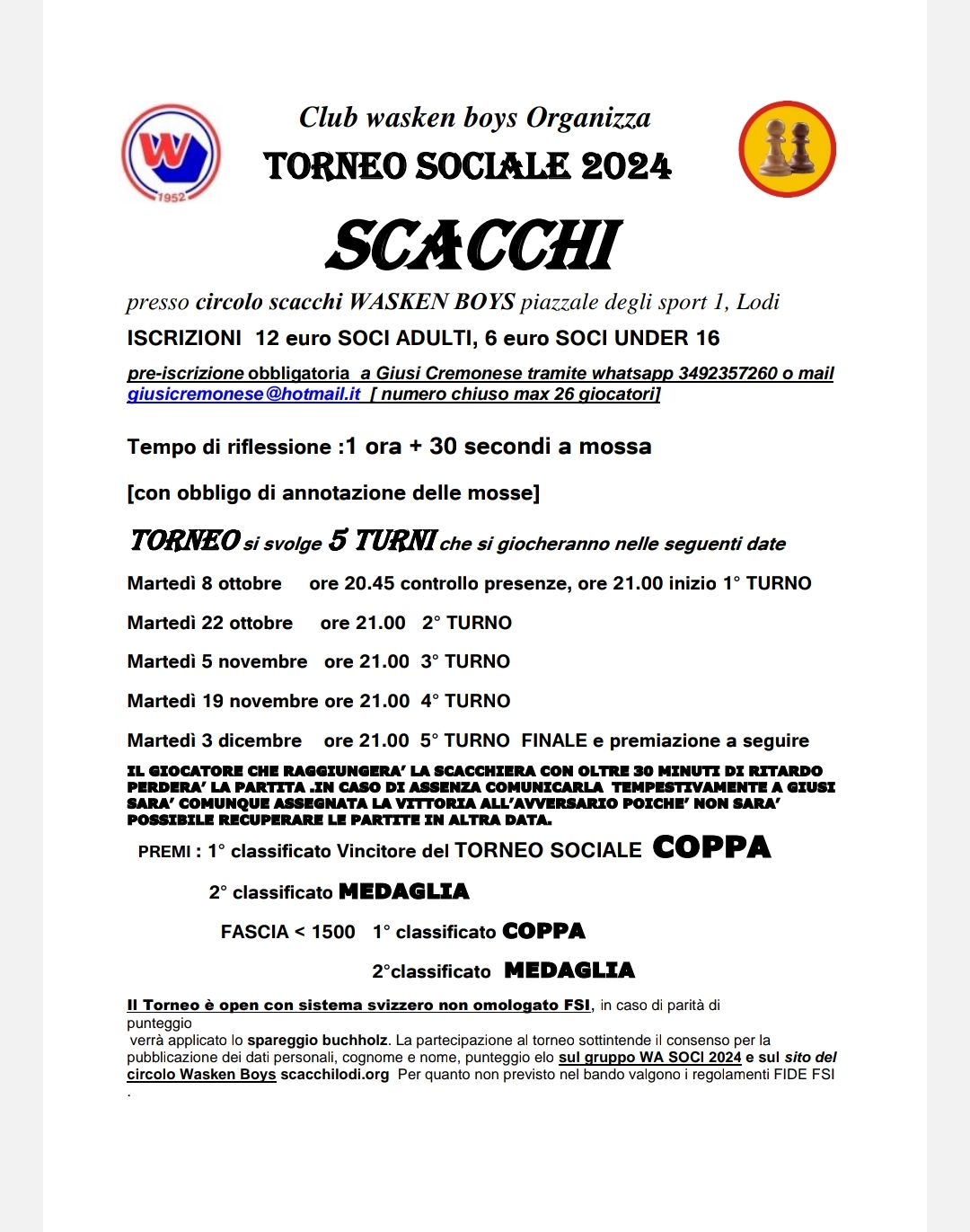 BANDO TORNEO SOCIALE 2024